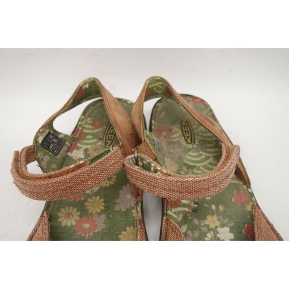 Keen Logo Red Brown Canvas Adjustable Bumper Toe Loafers Shoes Women's 8 - Picture 6 of 11